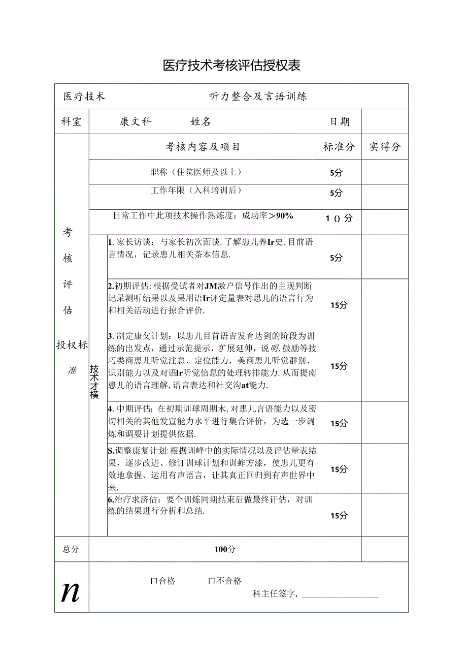 （听力整合及言语训练）医疗技术考核评估授权表.docx_第1页