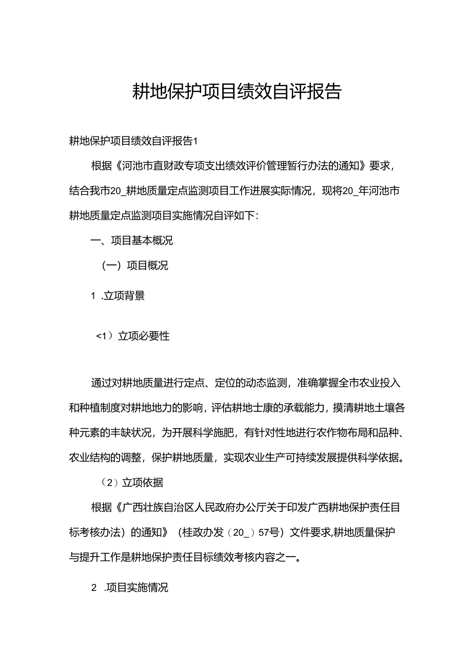 耕地保护项目绩效自评报告.docx_第1页