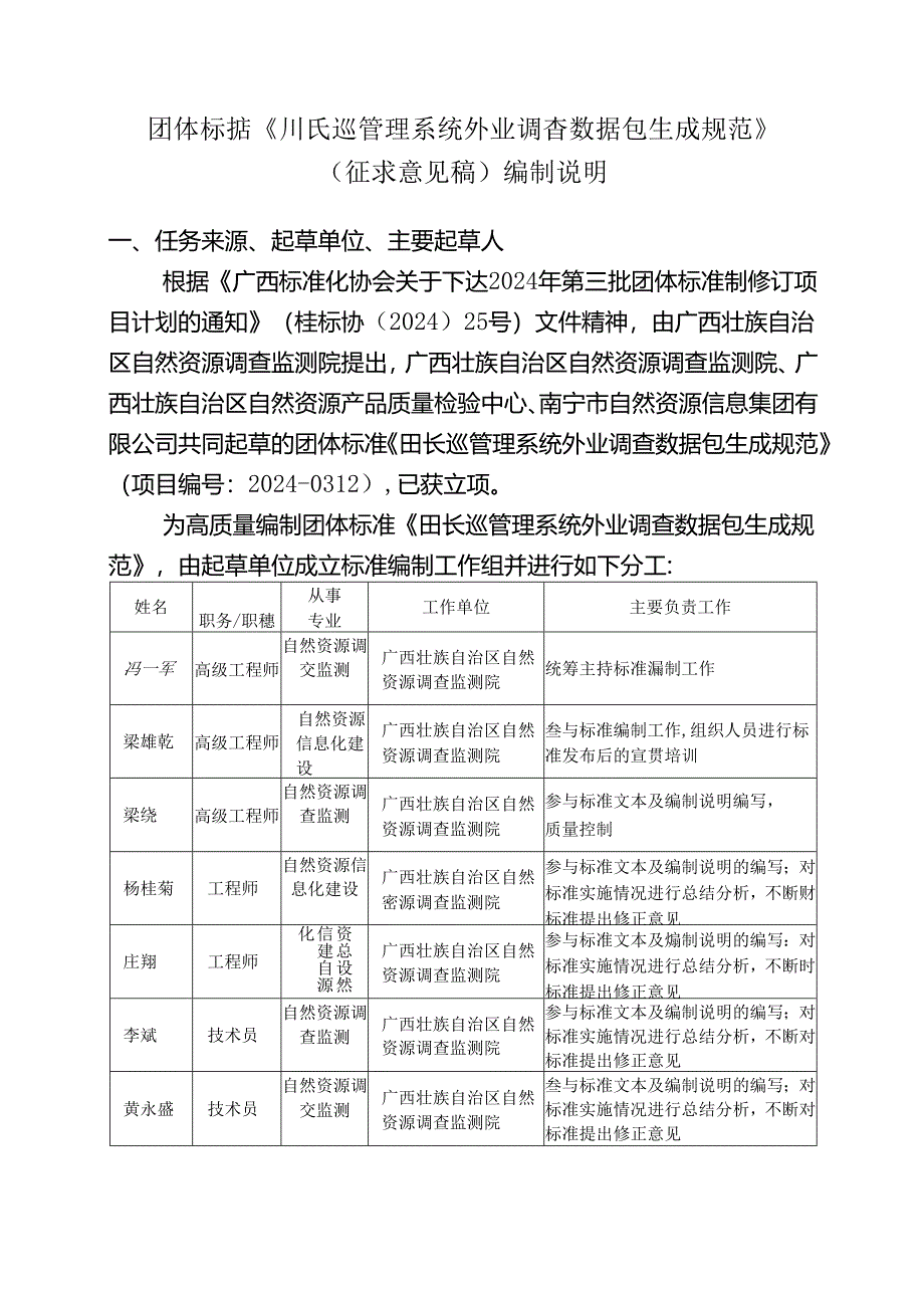 2.团体标准《田长巡管理系统外业调查数据包生成规范》（征求意见稿）编制说明.docx_第1页