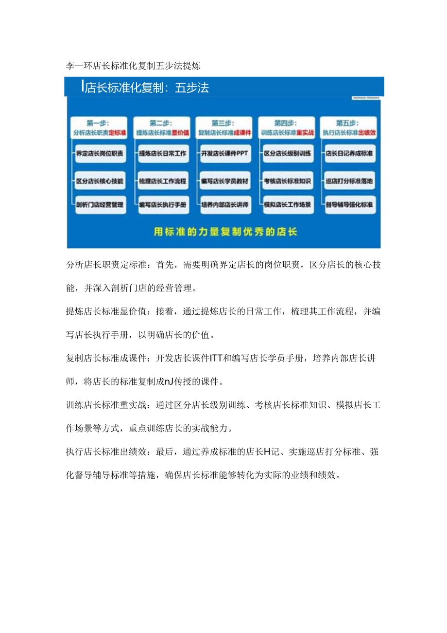 李一环店长标准化复制五步法：店长工作手册与店长岗位职责编写.docx_第1页