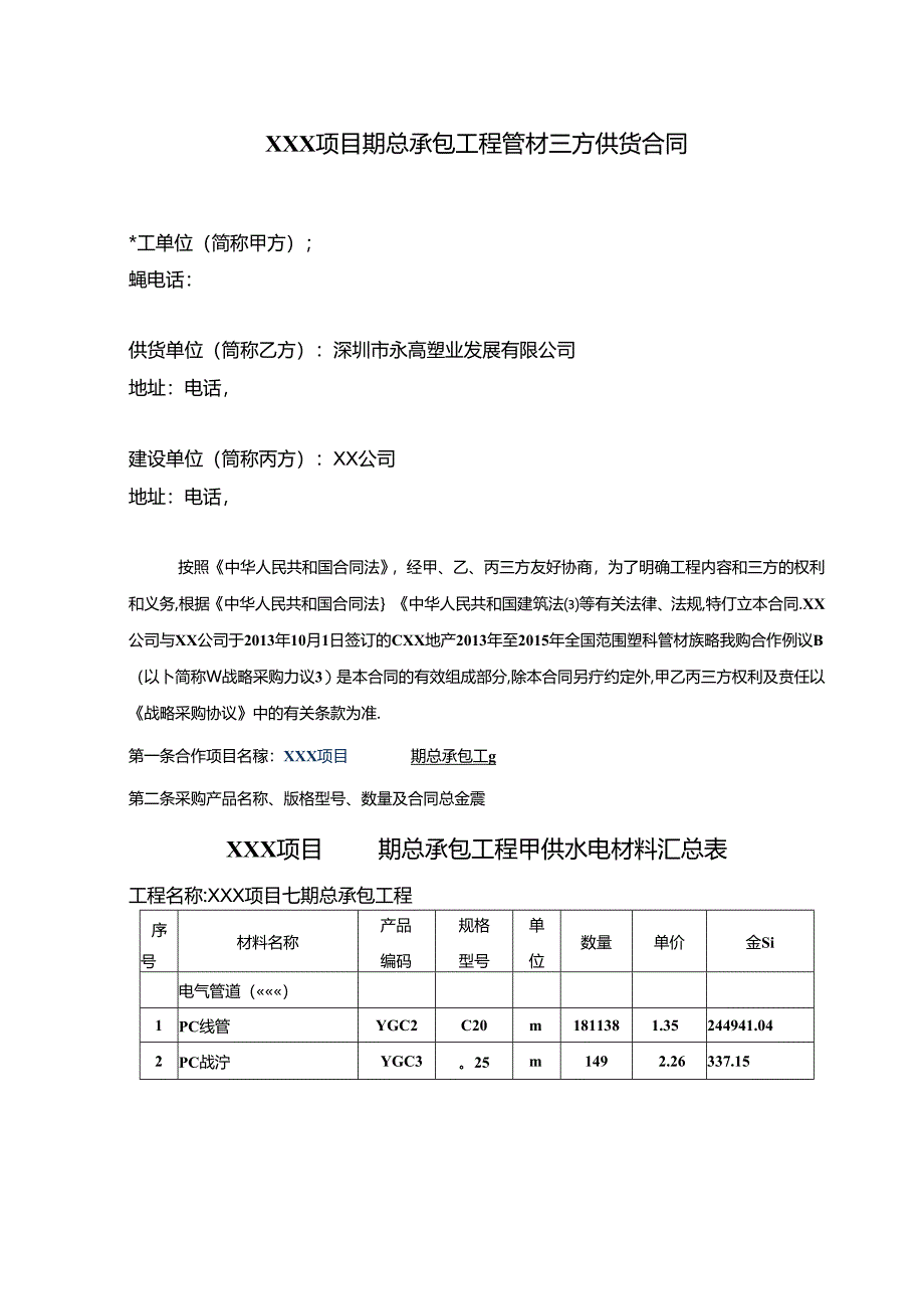 【合同范本】XXX项目总包工程管材三方供货合同.docx_第2页