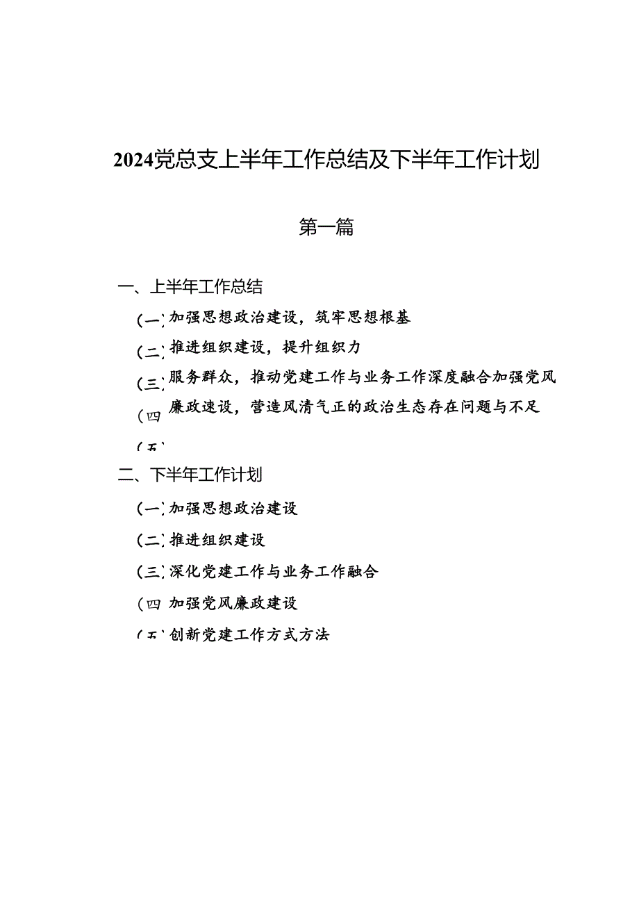 2024党总支上半年工作总结及下半年工作计划.docx_第1页