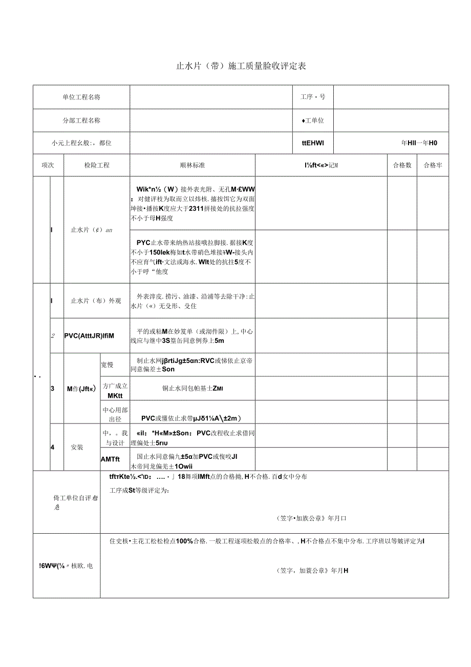 止水片(带)施工质量验收评定表.docx_第1页