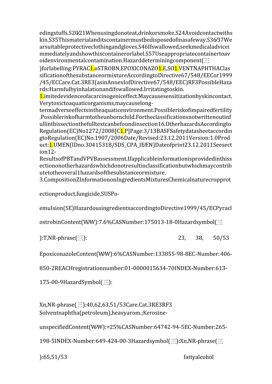 6%氟环唑 7.6%吡唑醚菌酯SE配方及MSDS（巴斯夫公司）.docx_第2页