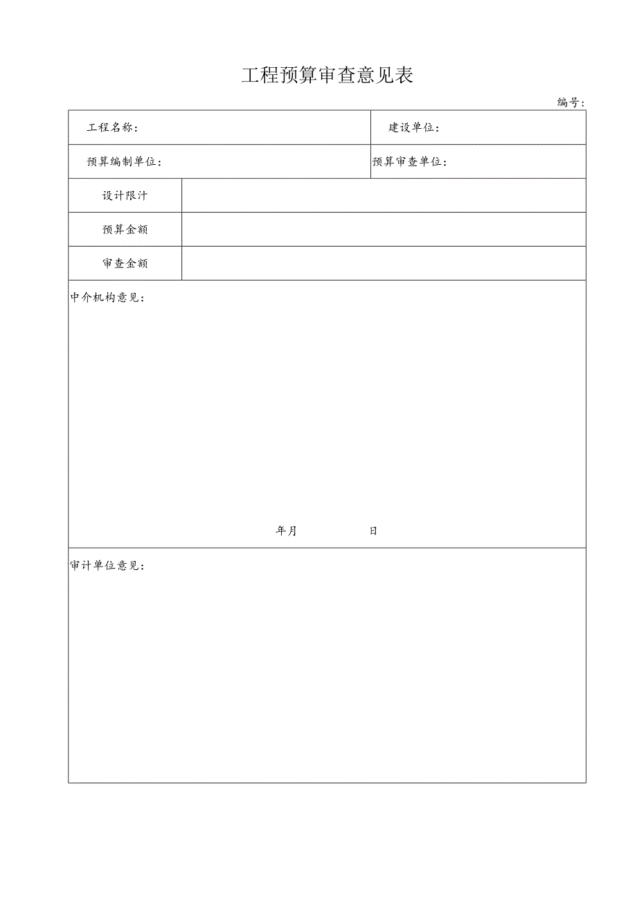 工程预算审查意见表.docx_第1页