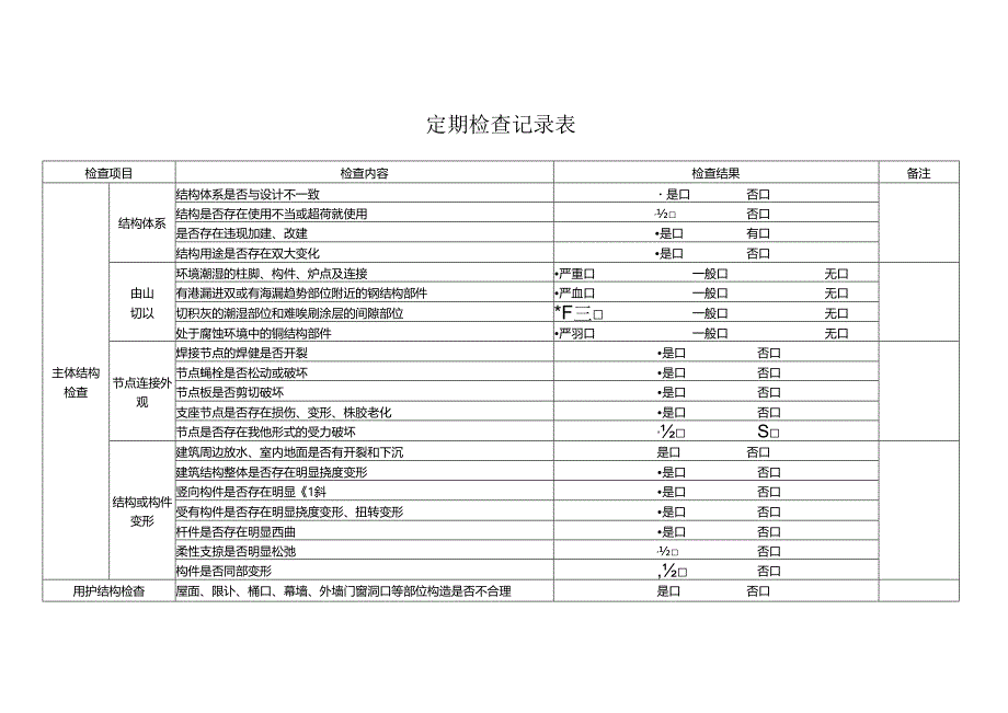 大型公共建筑钢结构定期检查记录表.docx_第1页