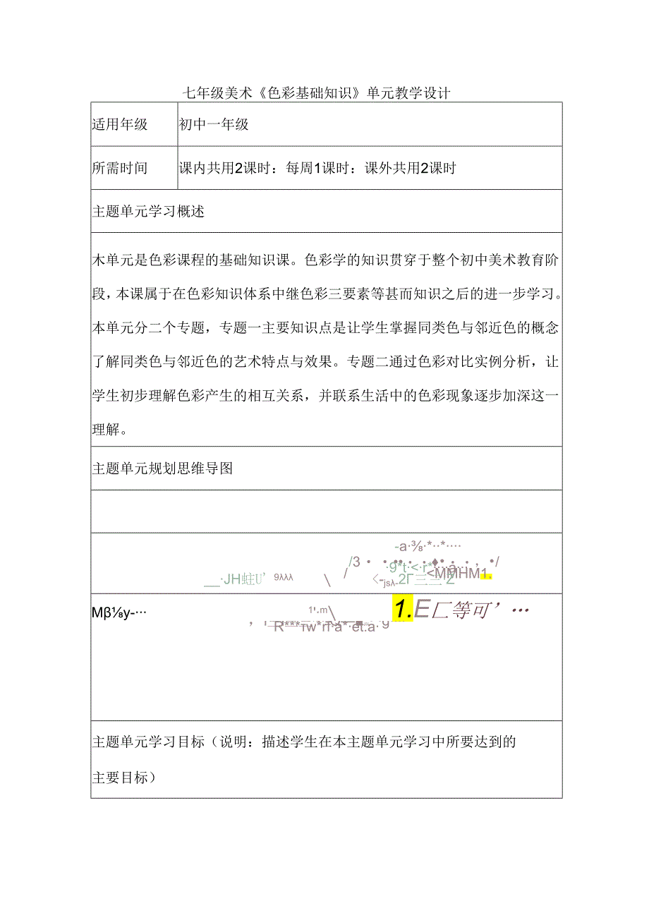 七年级美术《色彩基础知识》单元教学设计（9页）.docx_第1页