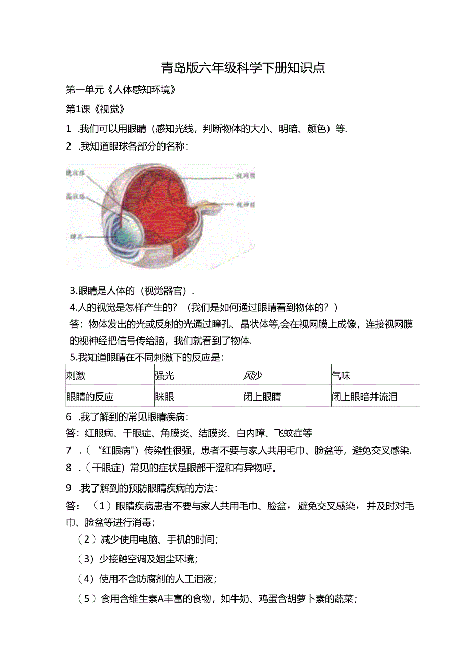 全册知识点（素材）六年级上册科学青岛版.docx_第1页