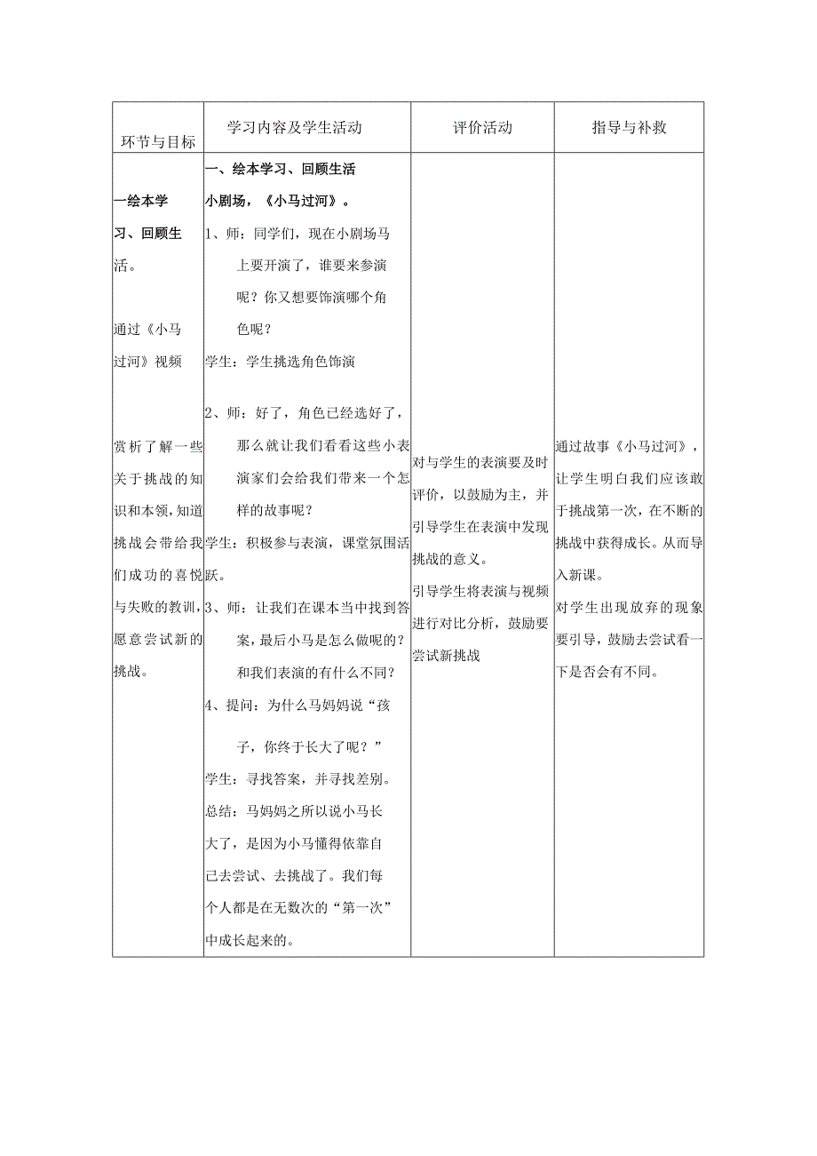 道德与法治二下第一单元第一课《挑战第一次》第一课时教学设计.docx_第2页