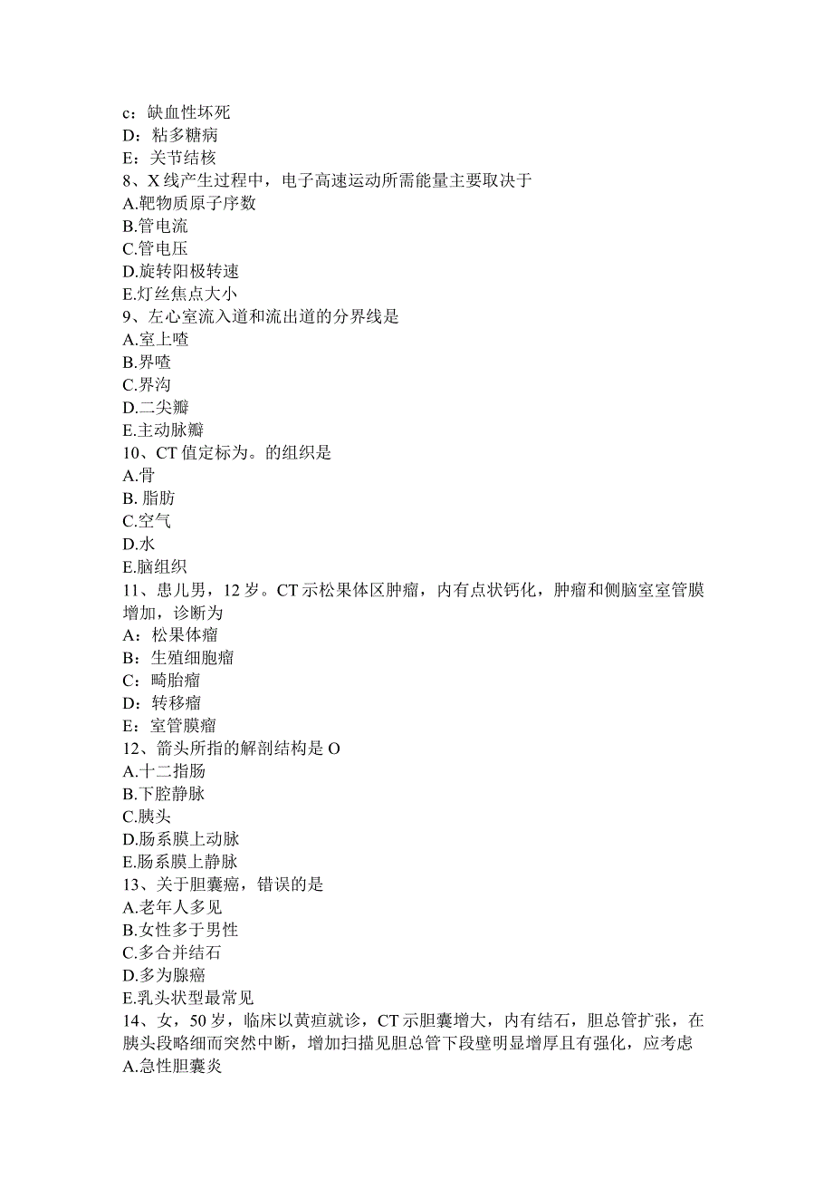 云南省2024年主治医师(放射科)上岗模拟试题.docx_第2页