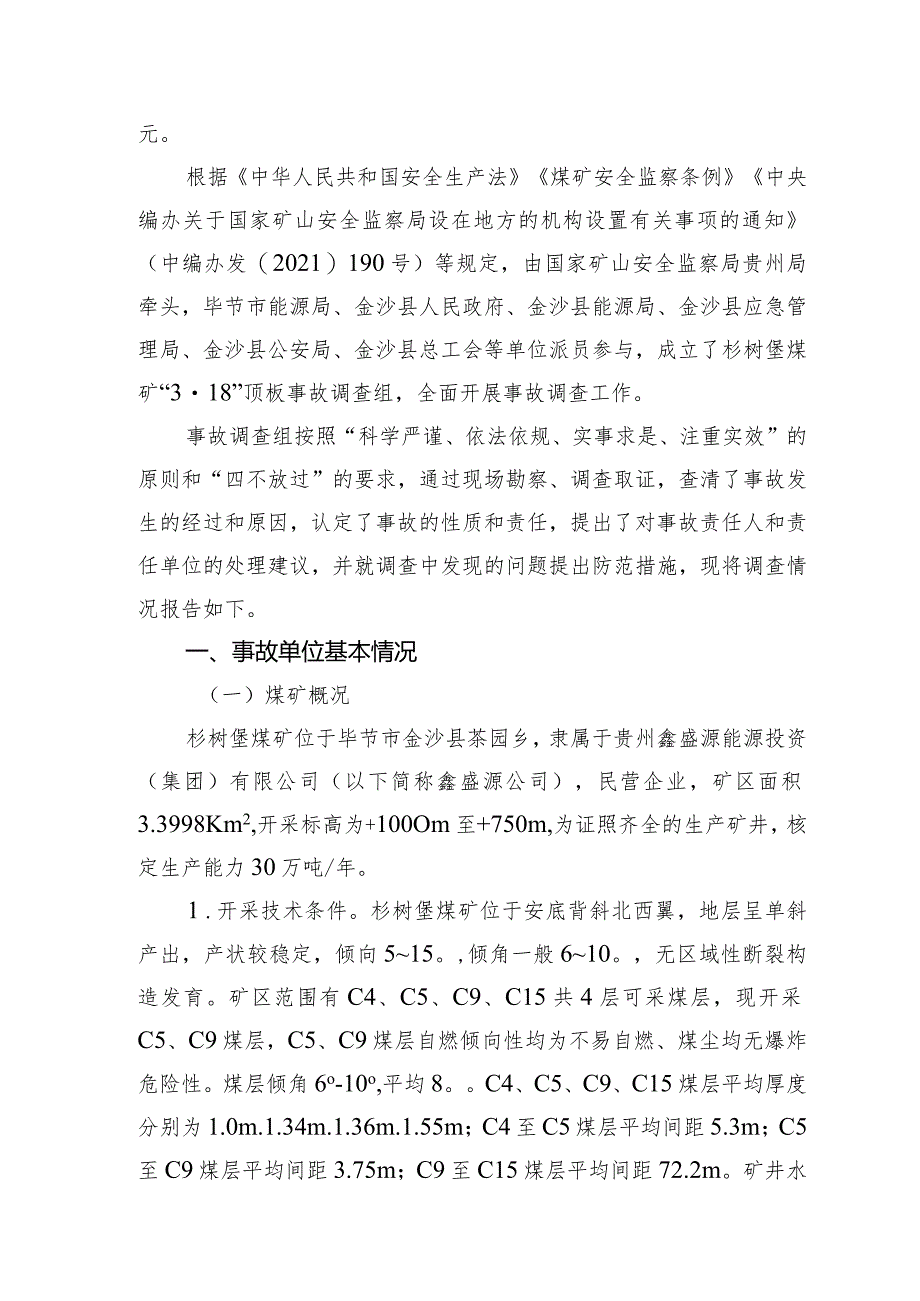 贵州鑫盛源能源投资（集团）有限公司金沙县茶园乡杉树堡煤矿“3·18”顶板事故调查报告.docx_第3页