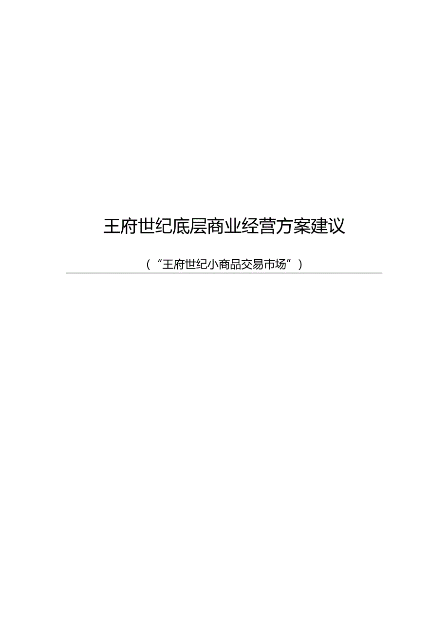 王府世纪底层商业经营方案建议.docx_第1页