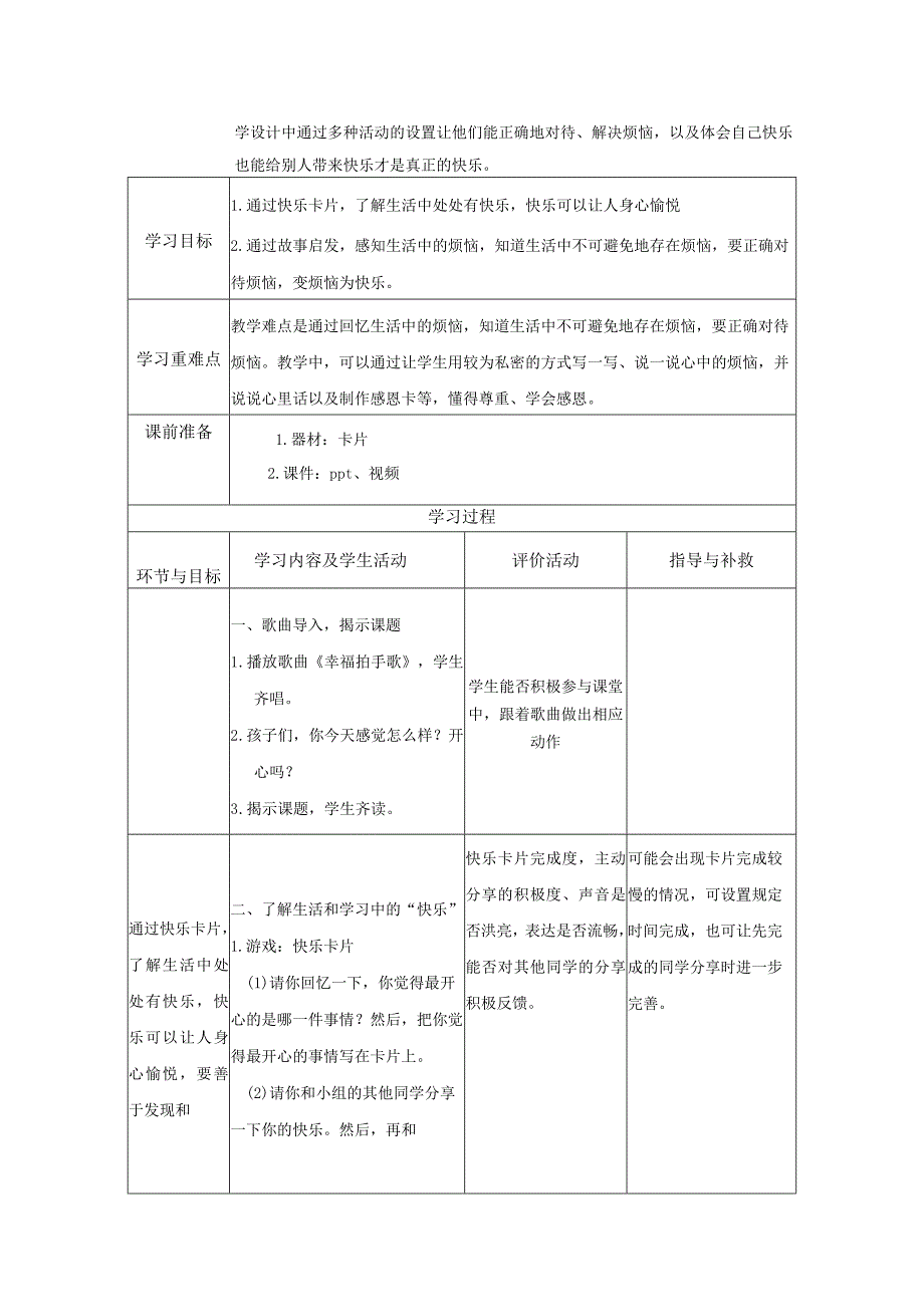 道德与法治二下第一单元第二课《学做快乐鸟》第一课时教学设计.docx_第2页