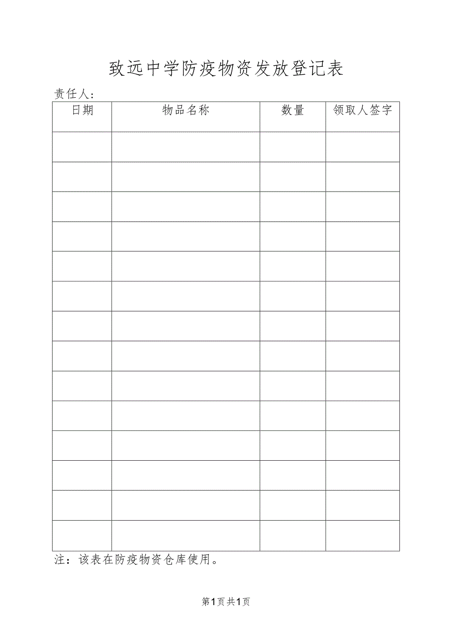 致远中学防疫物资发放登记表.docx_第1页