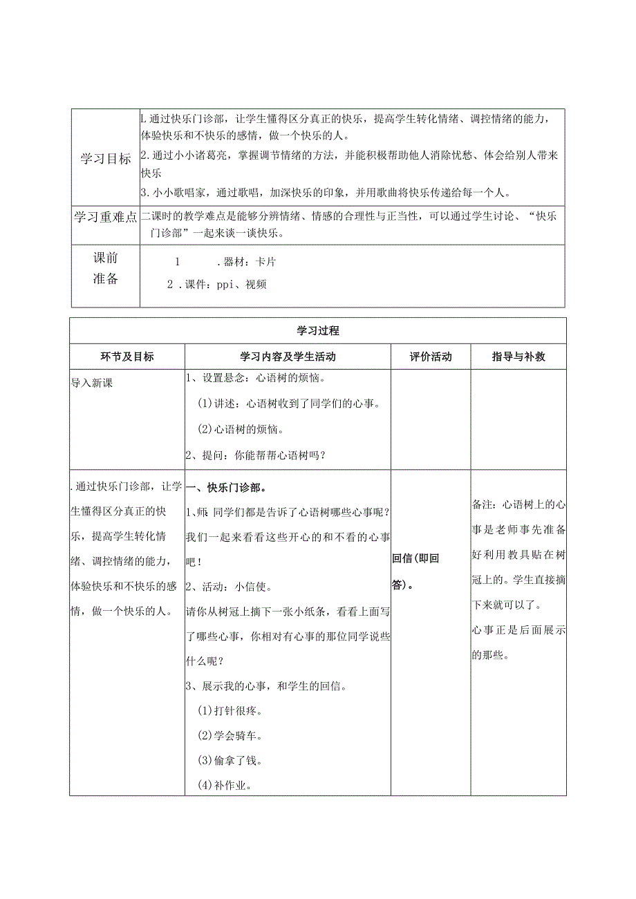 道德与法治二下第一单元第二课《学做快乐鸟》第二课时教学设计.docx_第2页