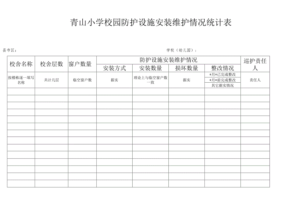 青山小学校园防护设施安装维护情况统计表.docx_第1页