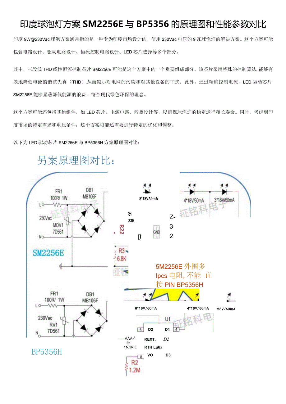 印度球泡灯方案SM2256E与BP5356的原理图和性能参数对比.docx_第1页