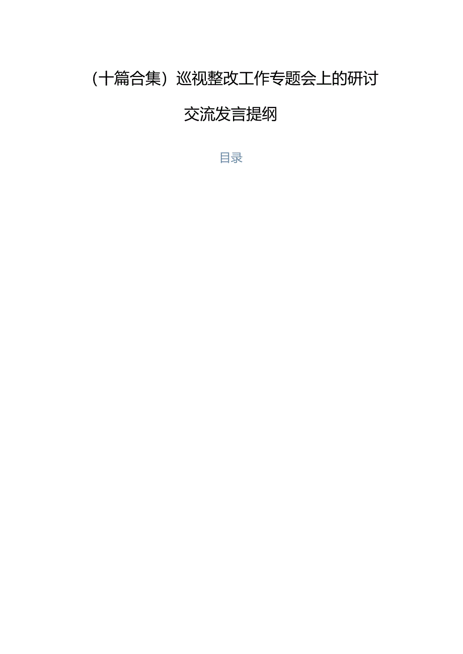 （十篇合集）巡视整改工作专题会上的研讨交流发言提纲.docx_第1页