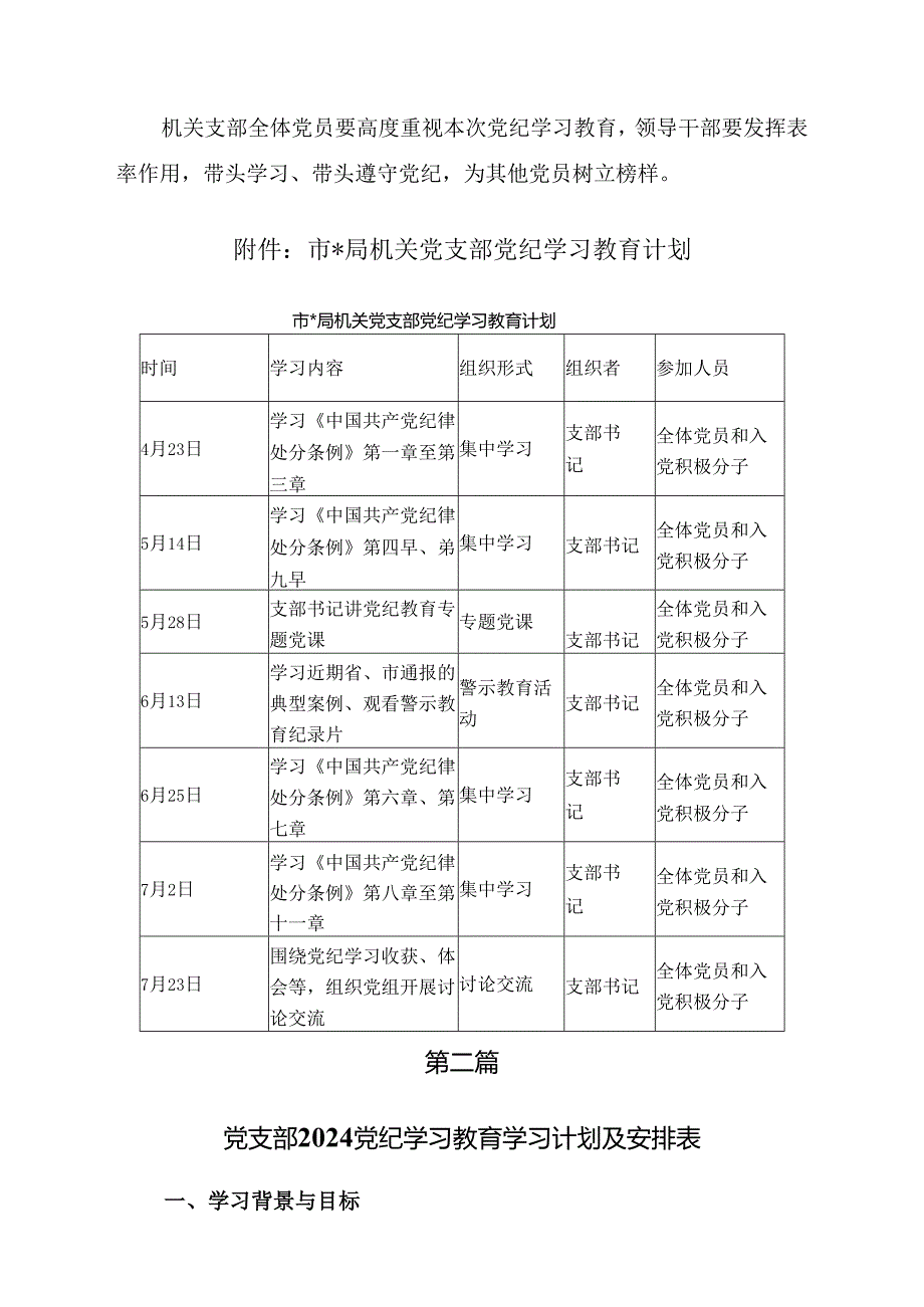 党支部2024开展党纪学习教育工作实施方案及学习计划共四篇.docx_第3页