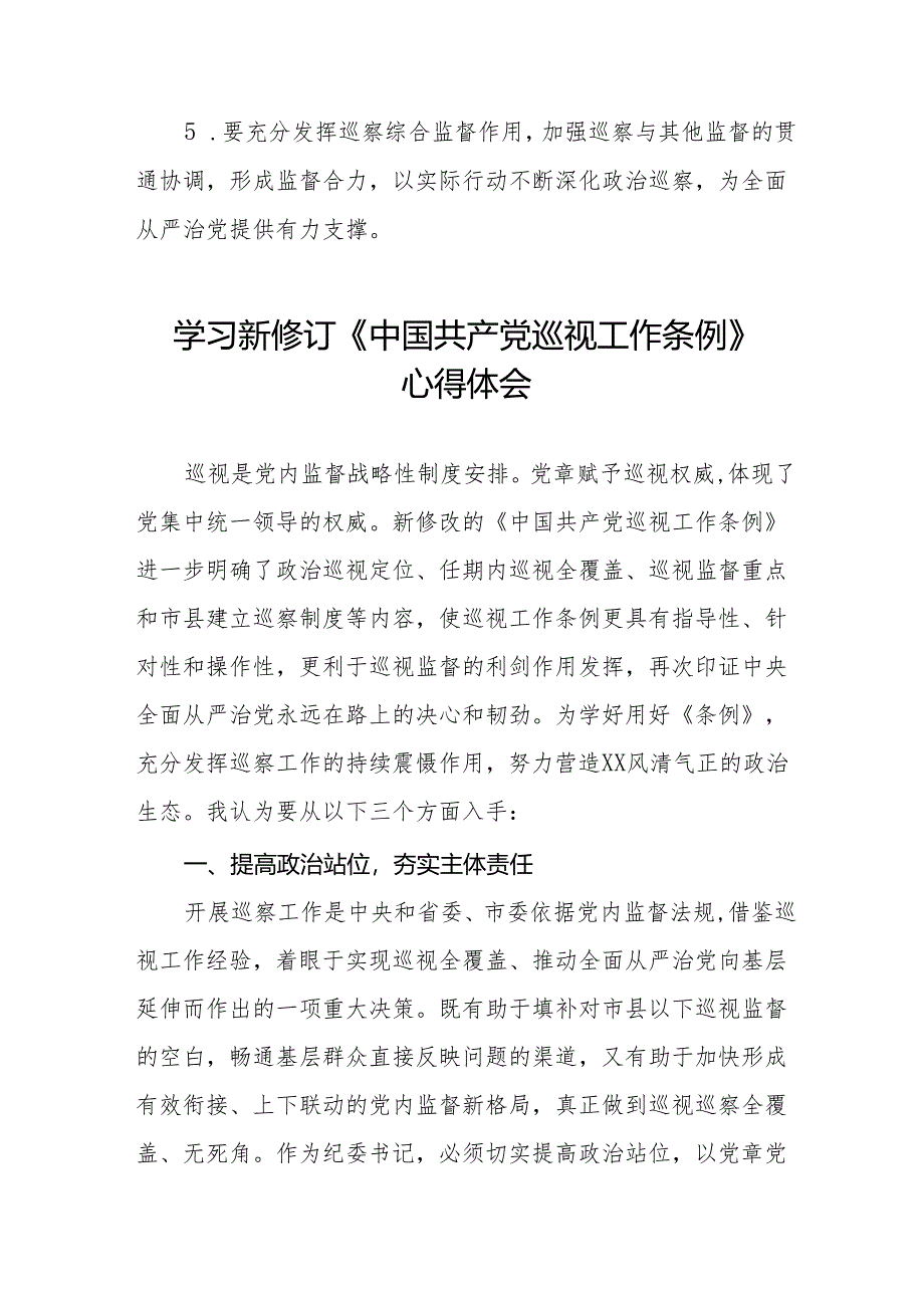 2024学习新修改的《中国共产党巡视工作条例》的心得体会8篇.docx_第2页