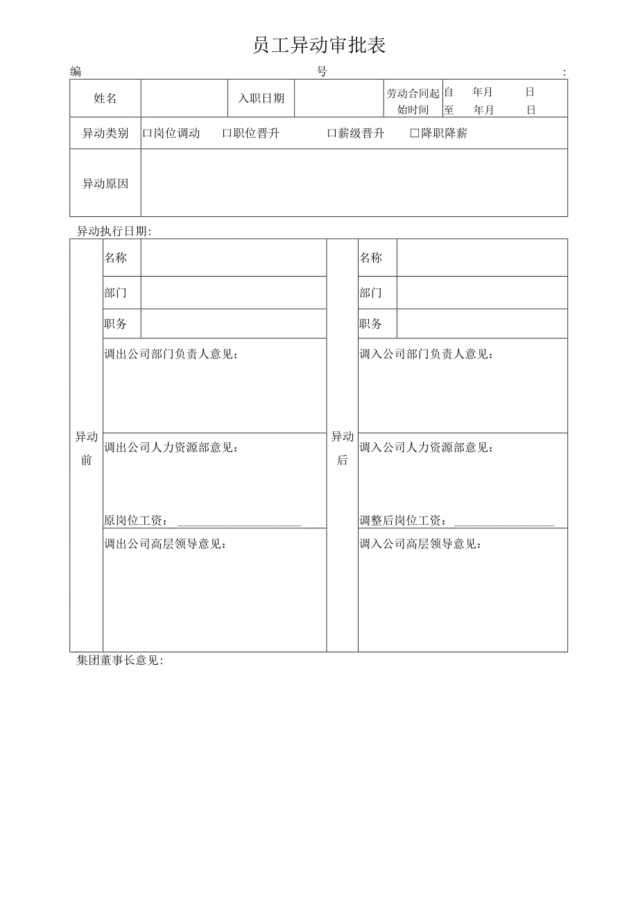 员工异动审批表（晋升调岗跨部门调动）.docx_第1页