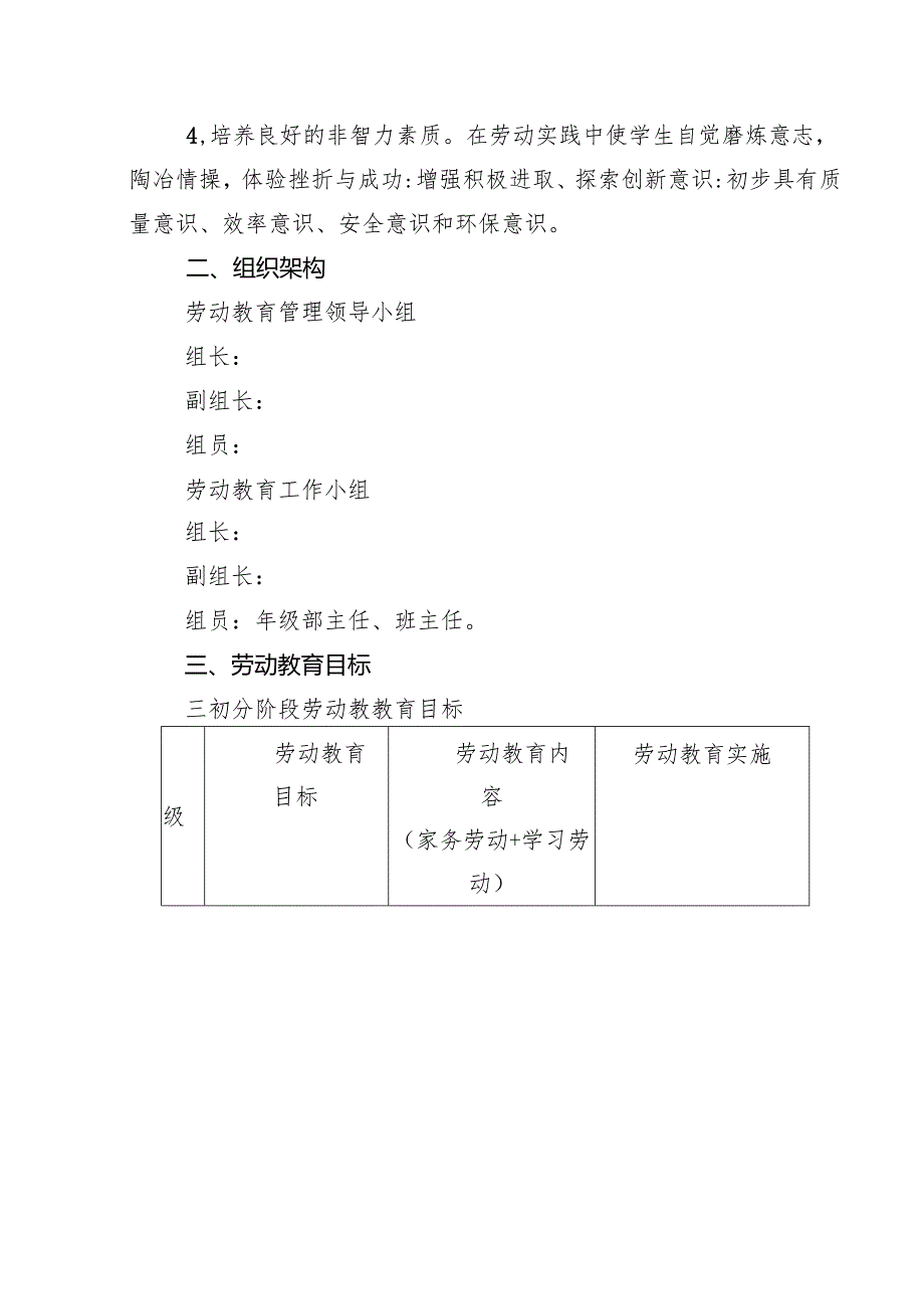 初级中学2024年劳动教育实施方案(精选八篇).docx_第2页