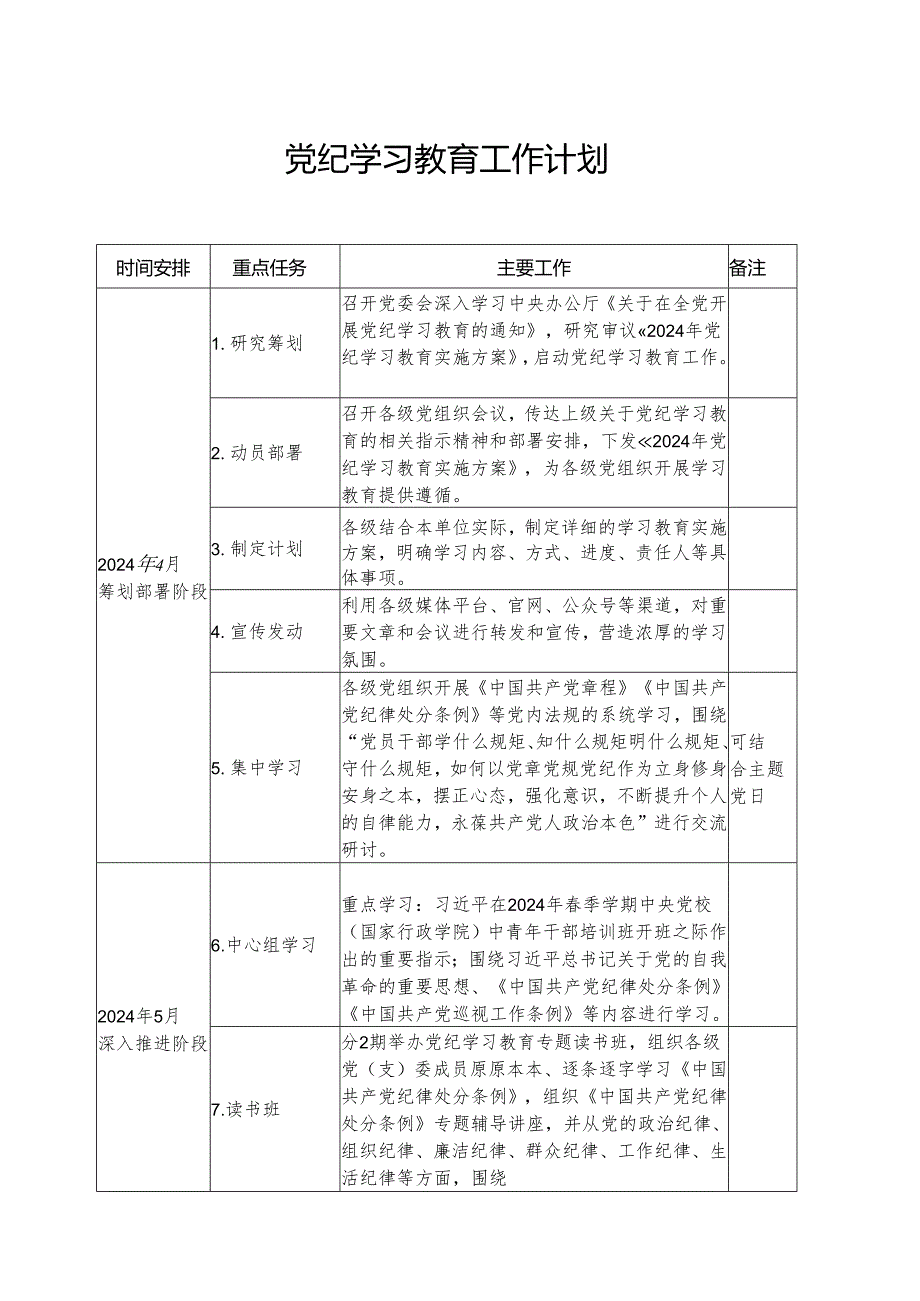 2024年水利发电厂党纪学习教育工作计划.docx_第1页