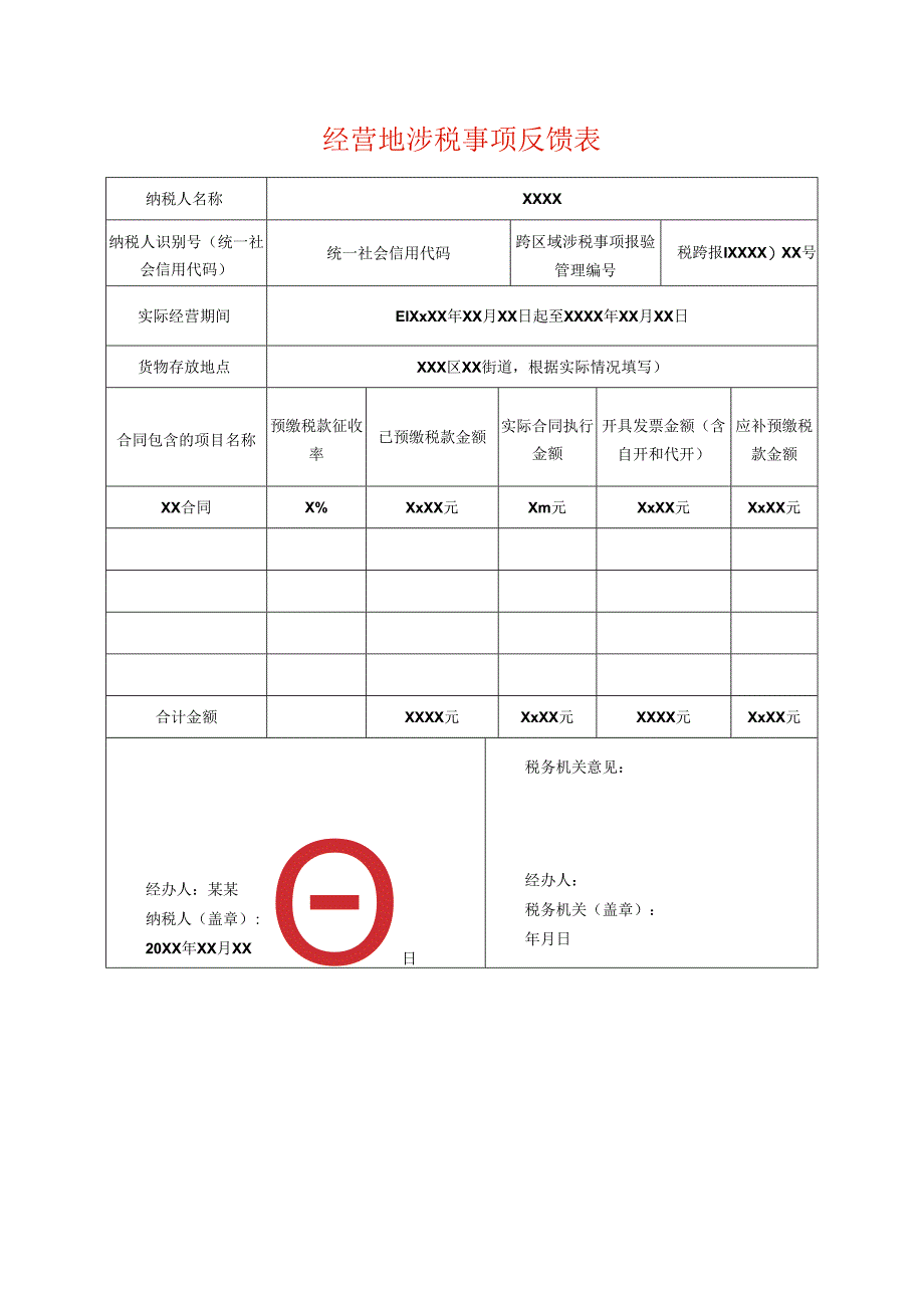 经营地涉税事项反馈表模板.docx_第1页