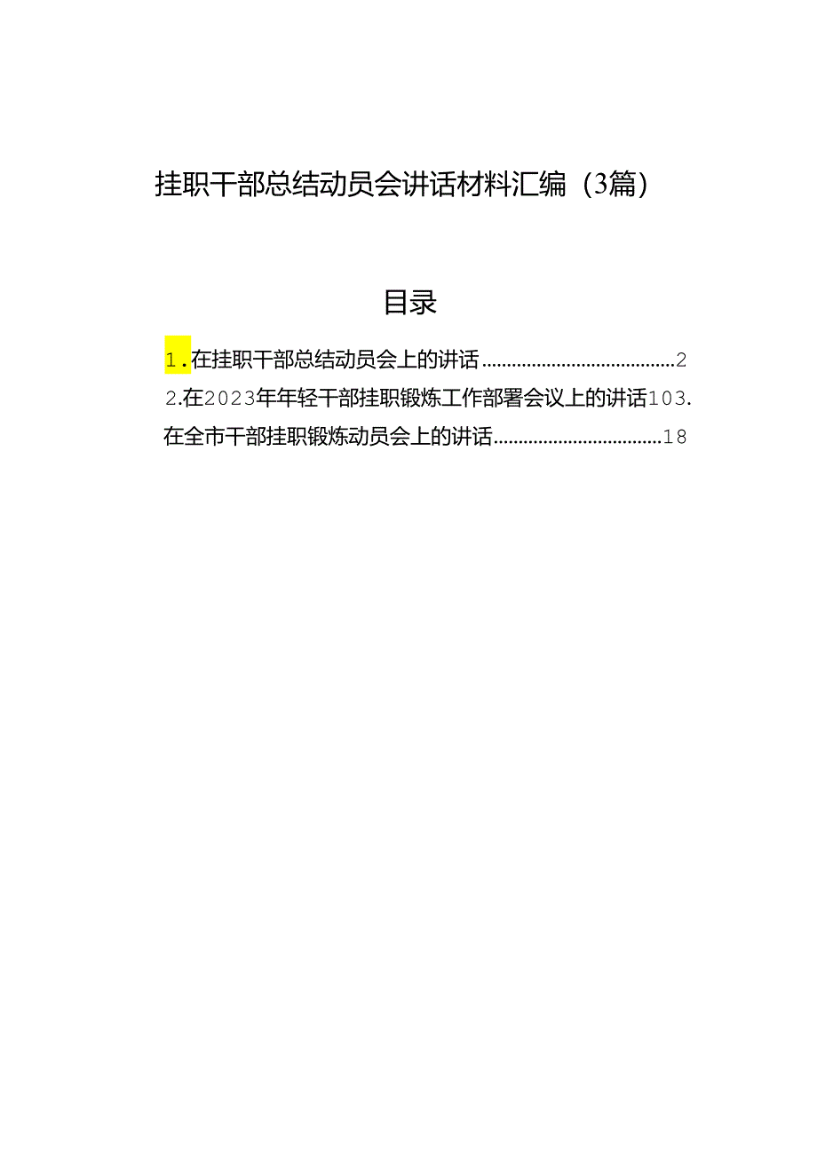 挂职干部总结动员会讲话材料汇编（3篇）.docx_第1页