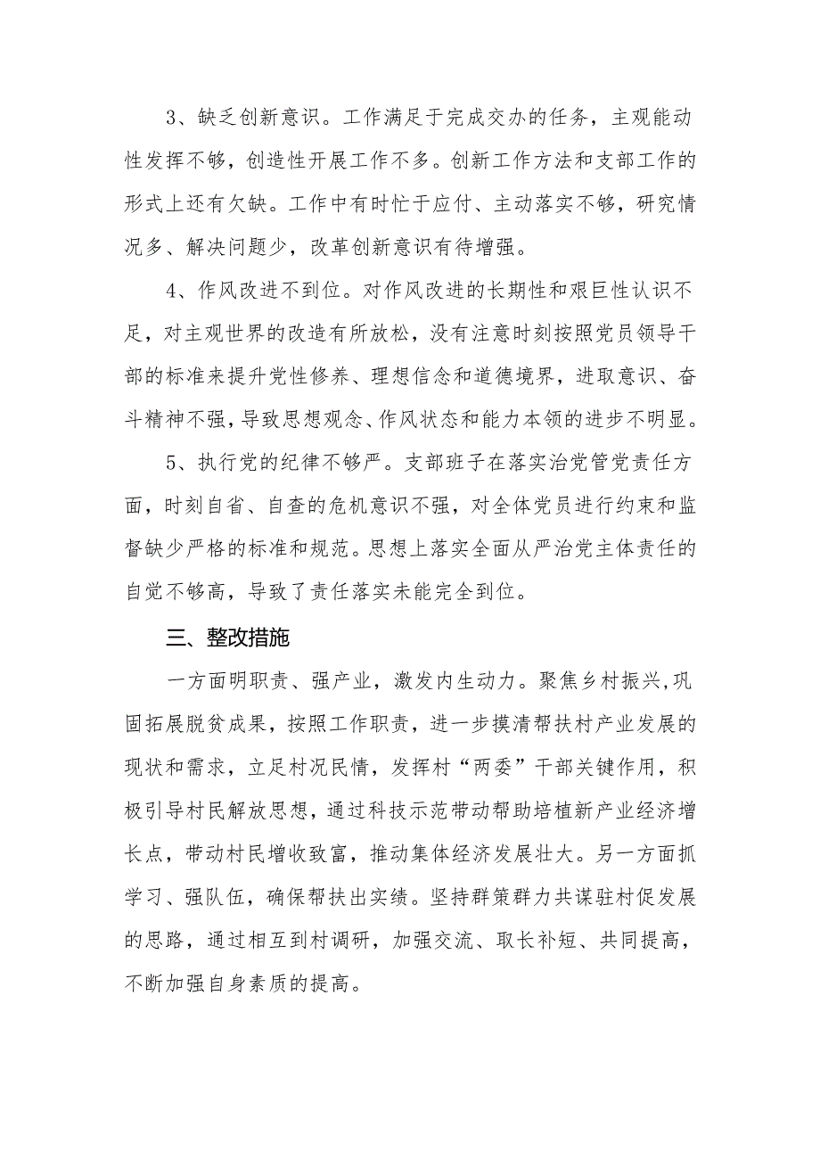 实施乡村振兴战略专项巡察整改专题组织生活会对照检查.docx_第3页