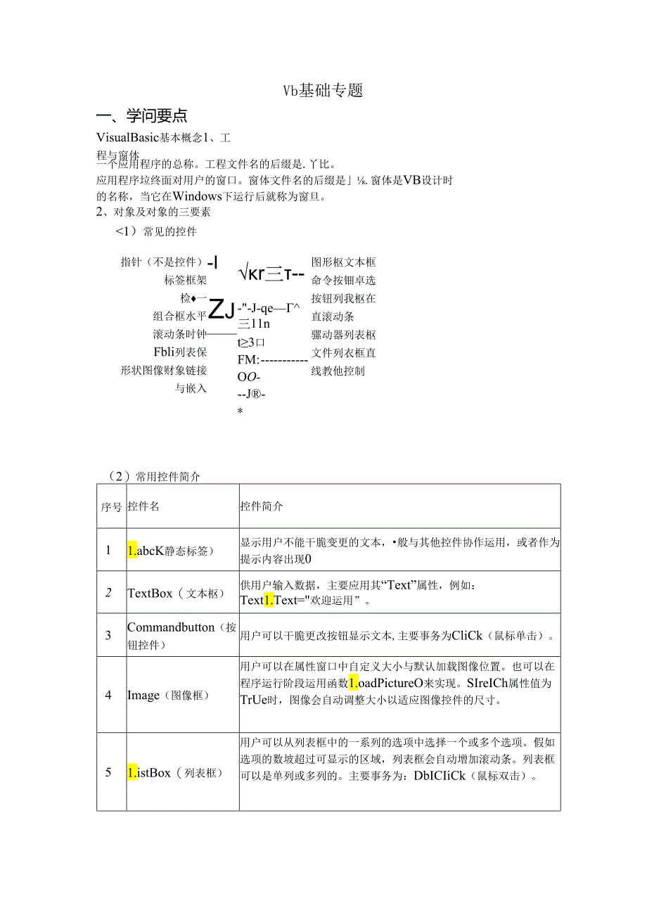 2024浙江选考信息技术Vb基础专题.docx_第1页