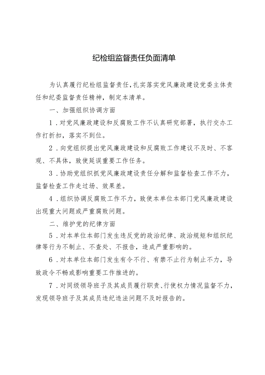 2024年纪检组监督责任负面清单.docx_第1页