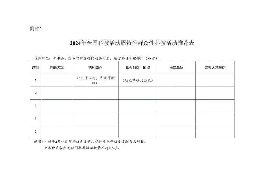 2024年全国科技活动周特色群众性科技活动推荐表.docx_第1页