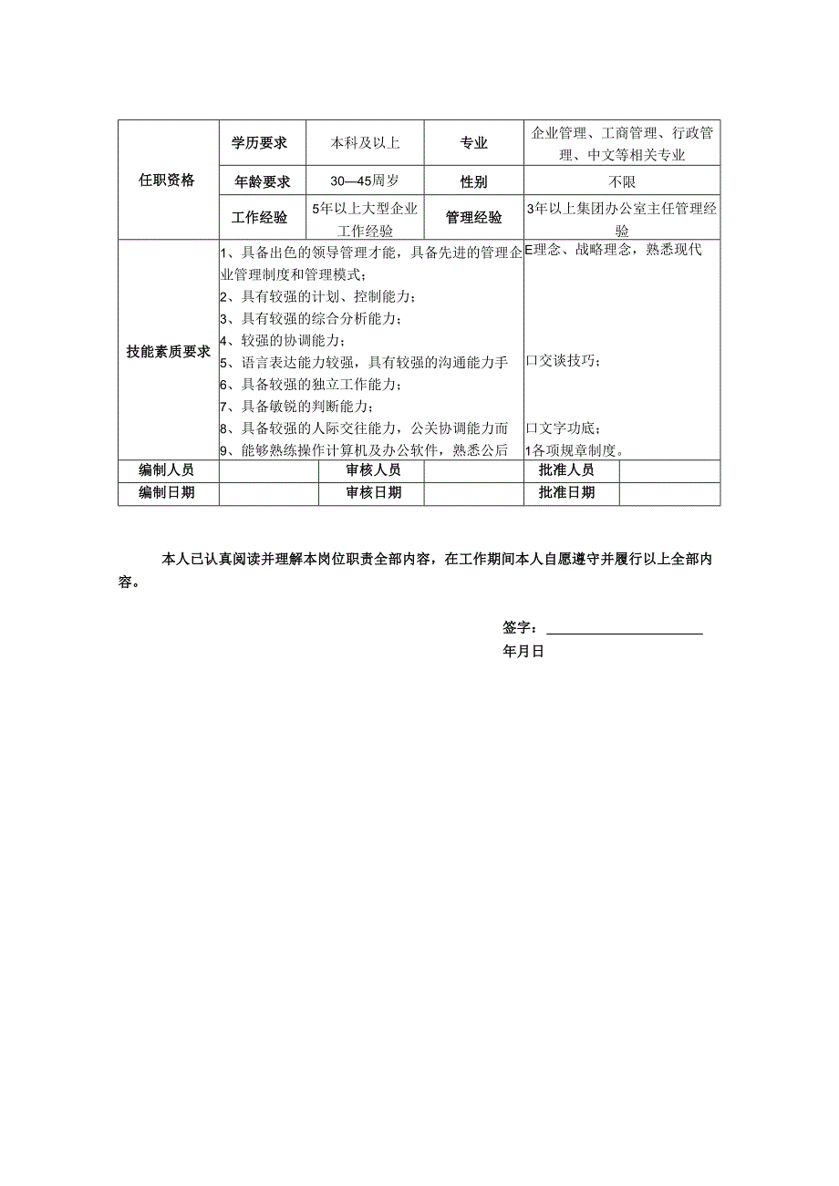 集团办公室主任岗位职责说明书.docx_第2页