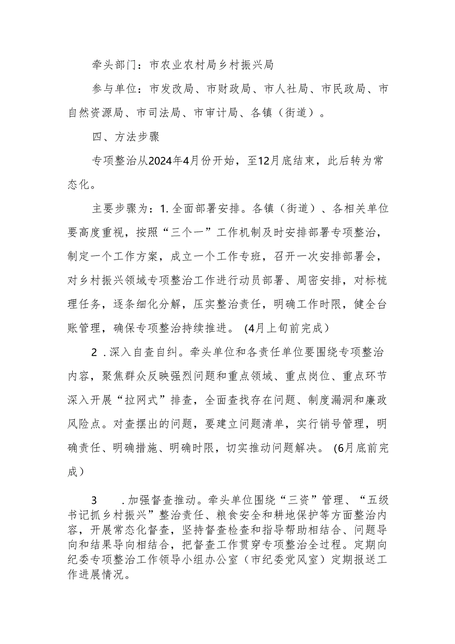 市（县）2024年深入开展乡村振兴领域群众身边腐败和作风问题专项整治工作方案.docx_第3页