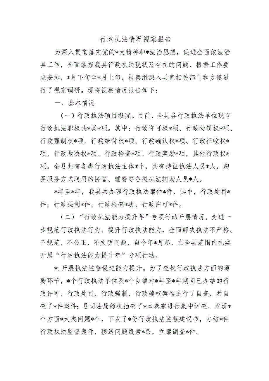 行政执法情况视察报告.docx_第1页