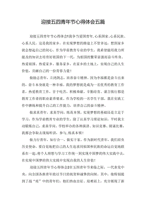 迎接五四青年节心得体会五篇.docx