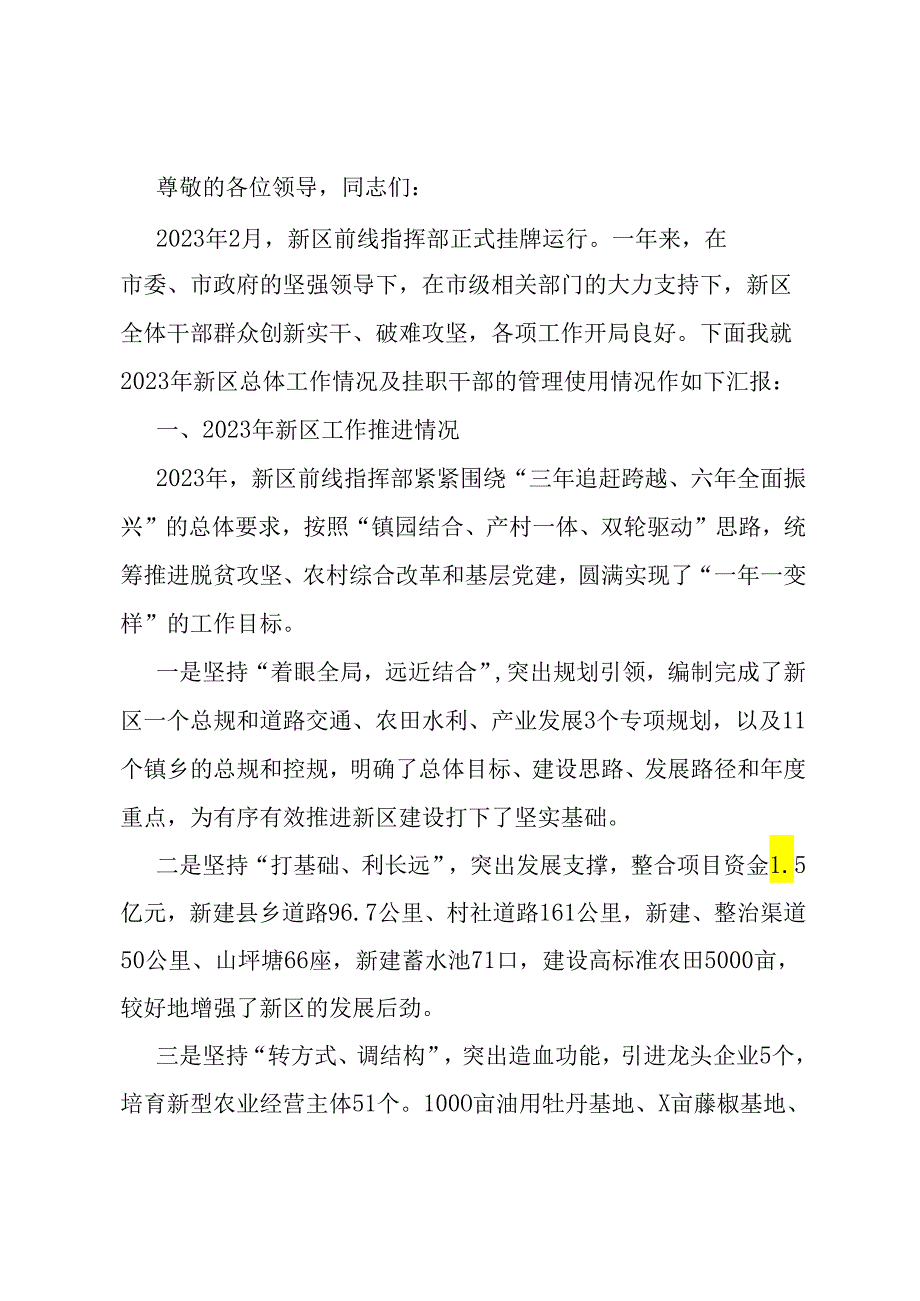 新区建设及挂职工作情况汇报.docx_第1页