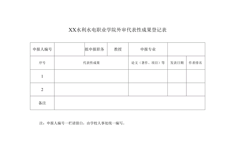 XX水利水电职业学院外审代表性成果登记表（2024年）.docx_第1页