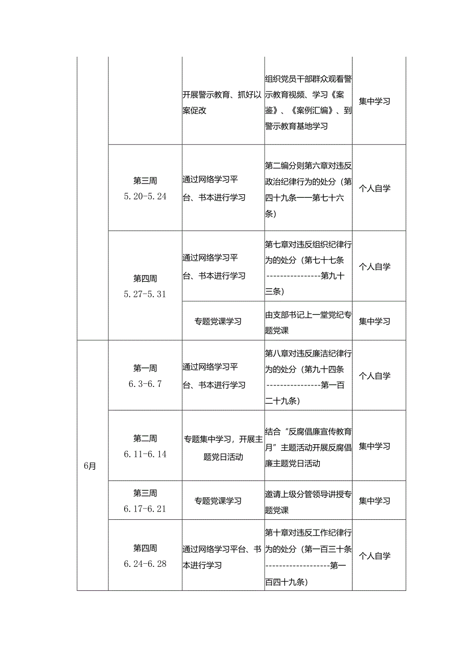 2024年党纪学习教育学习计划表 2篇.docx_第2页