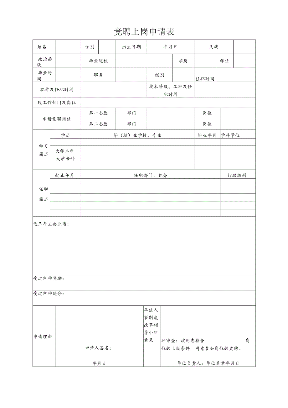 竞聘上岗申请表.docx_第1页