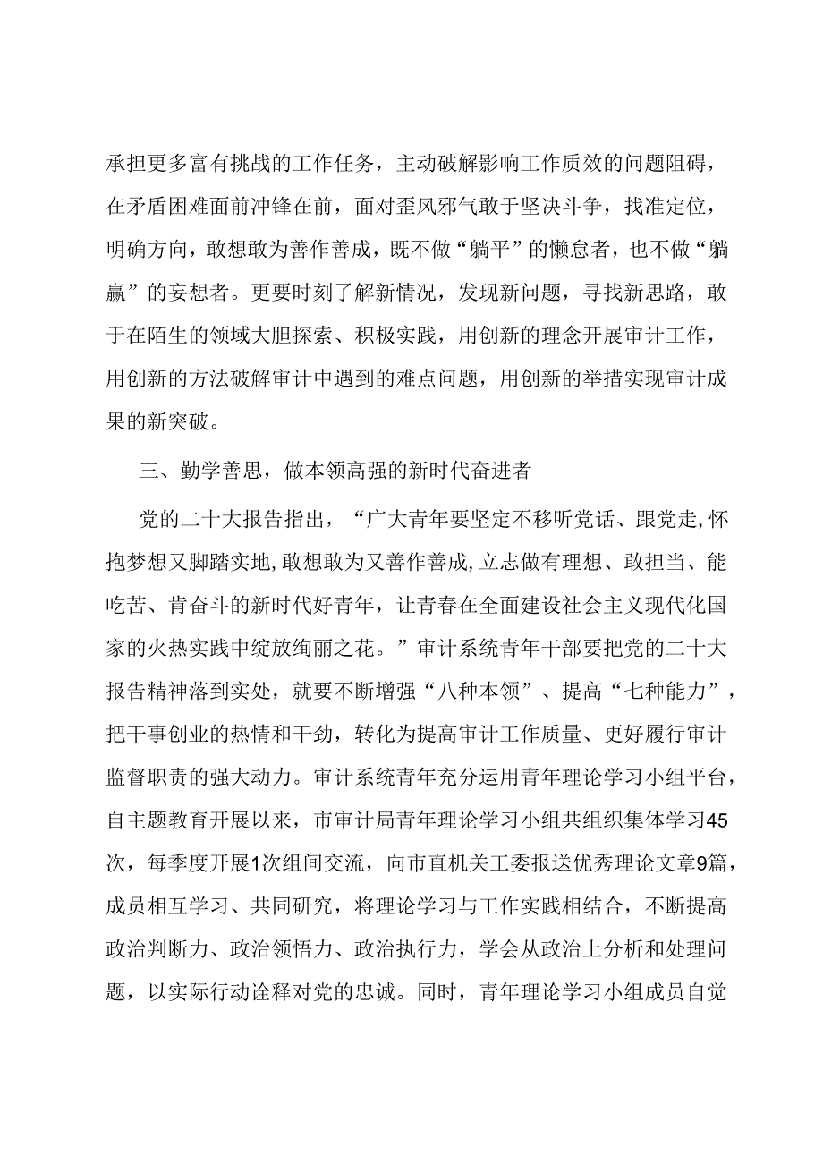 交流发言：以青春之我 推动审计事业高质量发展.docx_第3页