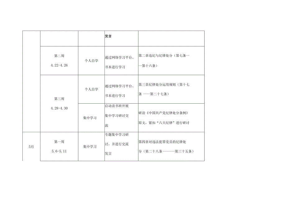 党纪学习教育学习计划安排表格五篇合集资料.docx_第2页