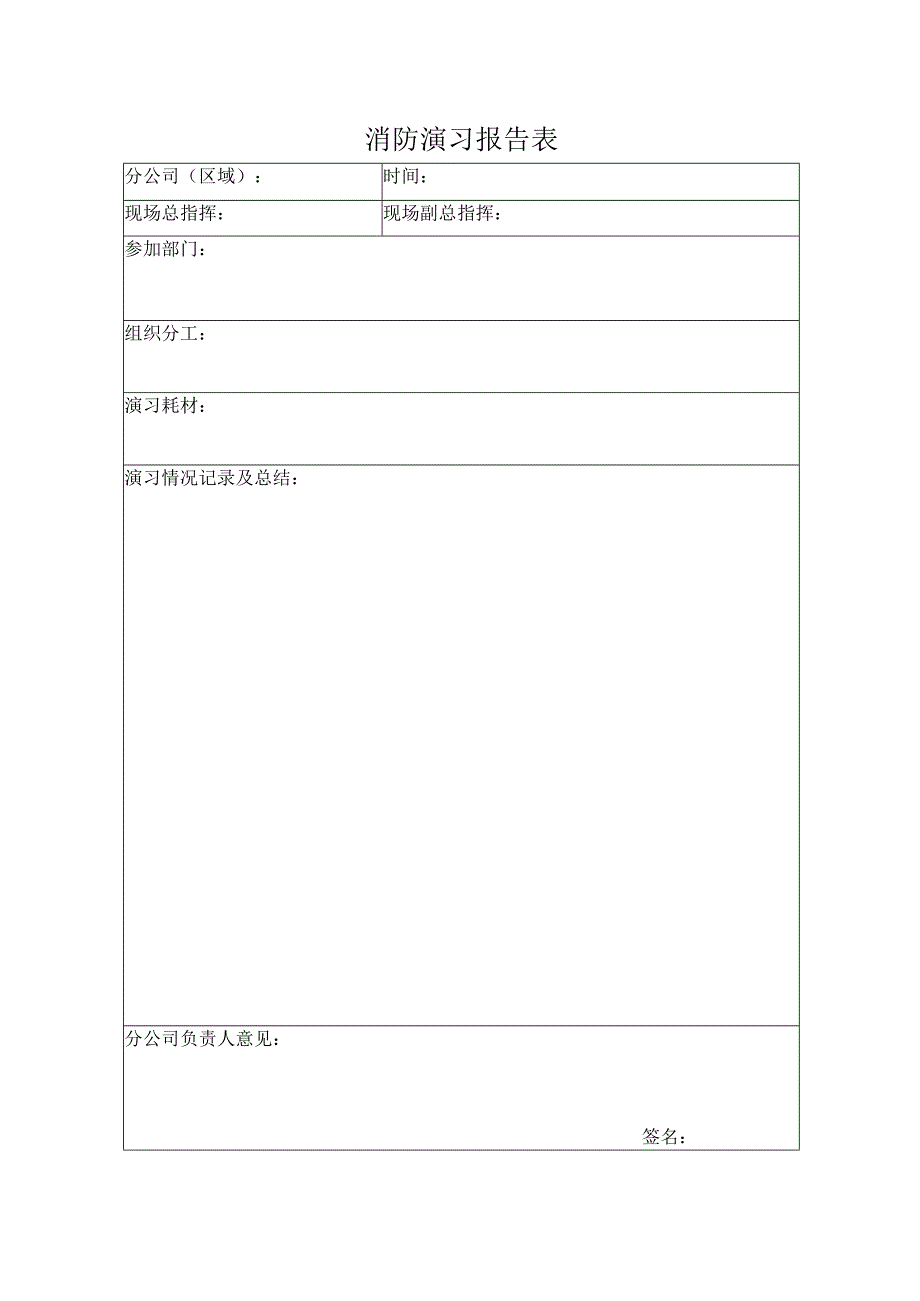 消防演习报告表.docx_第1页