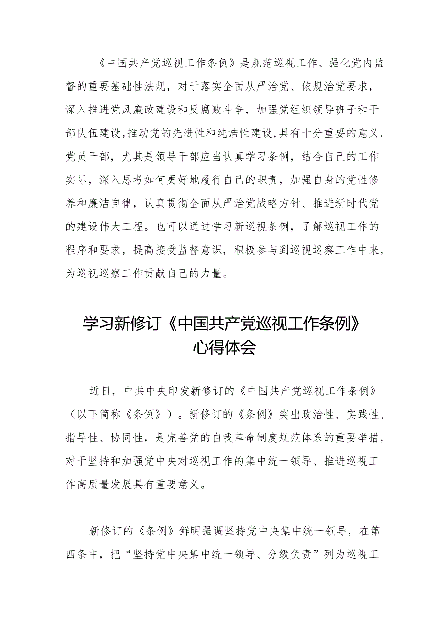 2024版中国共产党巡视工作条例的学习心得体会8篇.docx_第2页