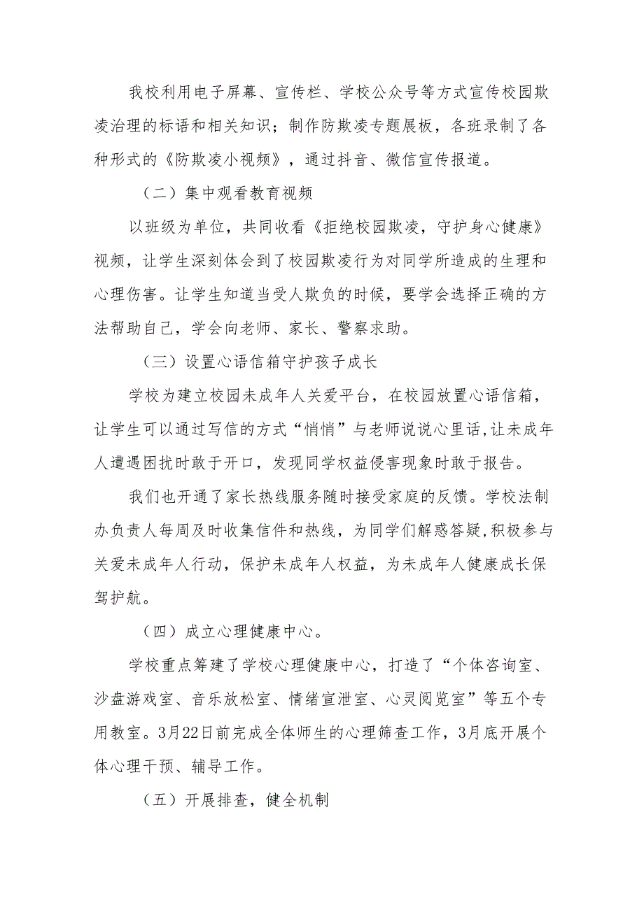 2024年小学预防校园欺凌工作情况汇报二十篇.docx_第2页