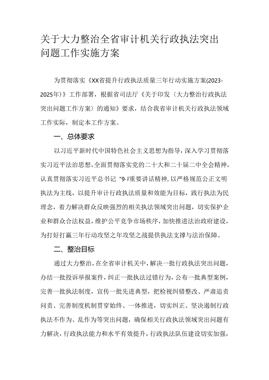 关于大力整治全省审计机关行政执法突出问题工作实施方案.docx_第1页