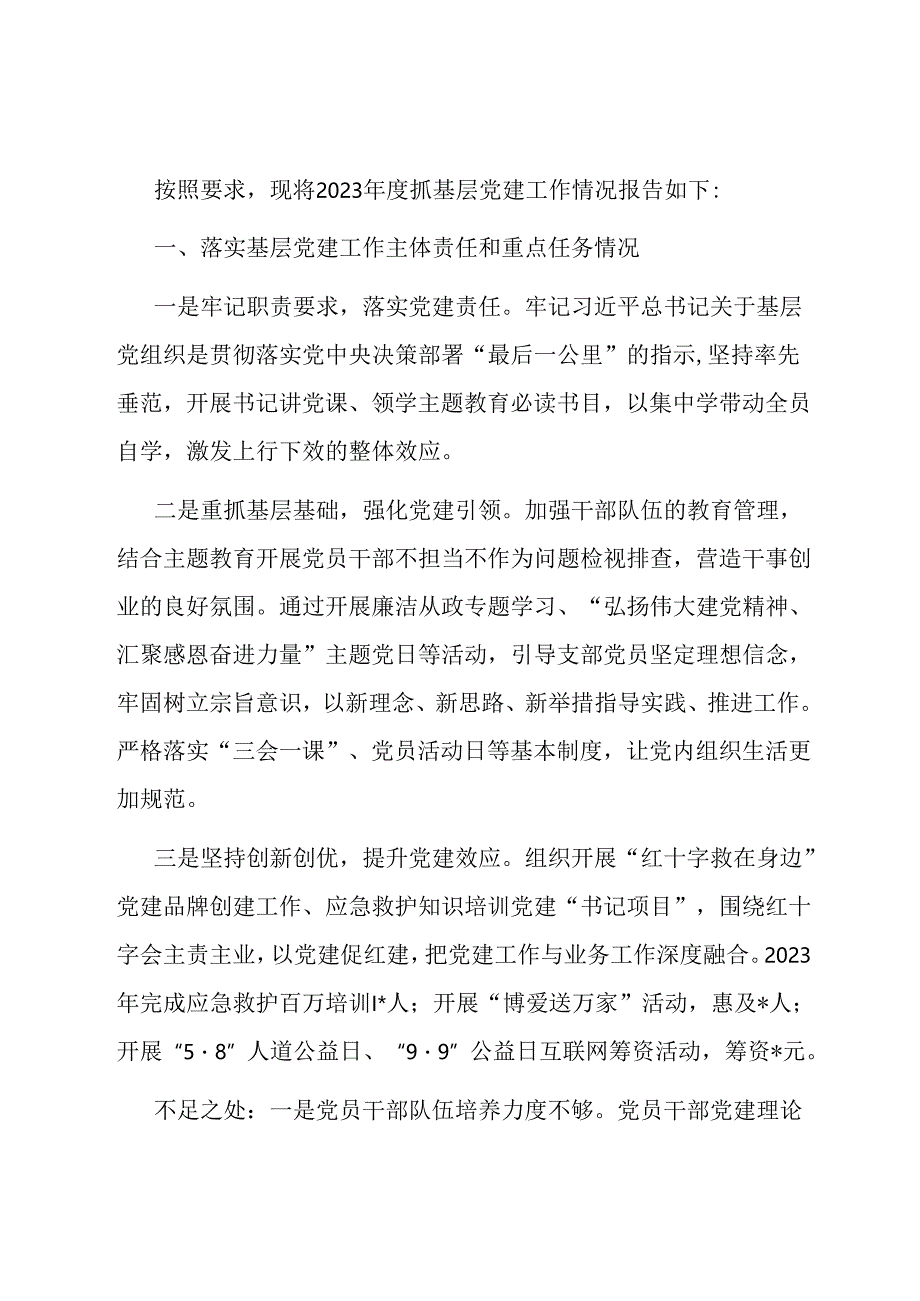 区红十字会党支部抓基层党建述职报告.docx_第1页