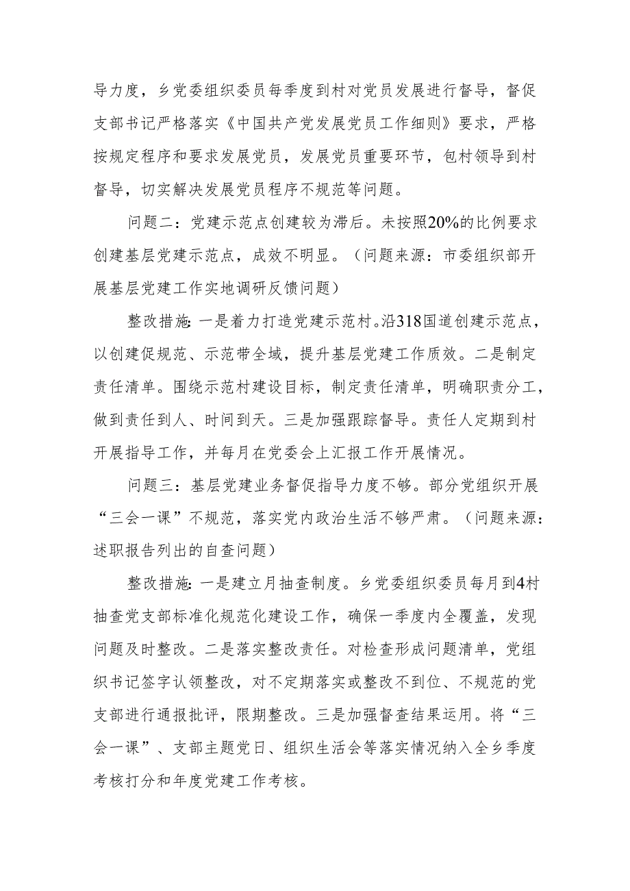 2023年度基层党建述职 评议反馈问题整改方案.docx_第2页