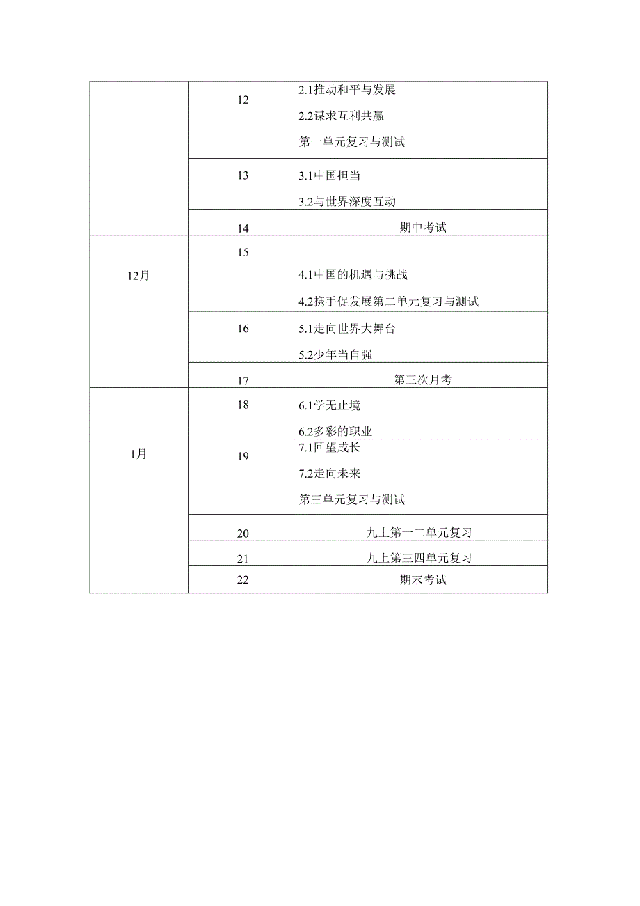 九年级上册《道德与法治》教学计划及进度表.docx_第2页